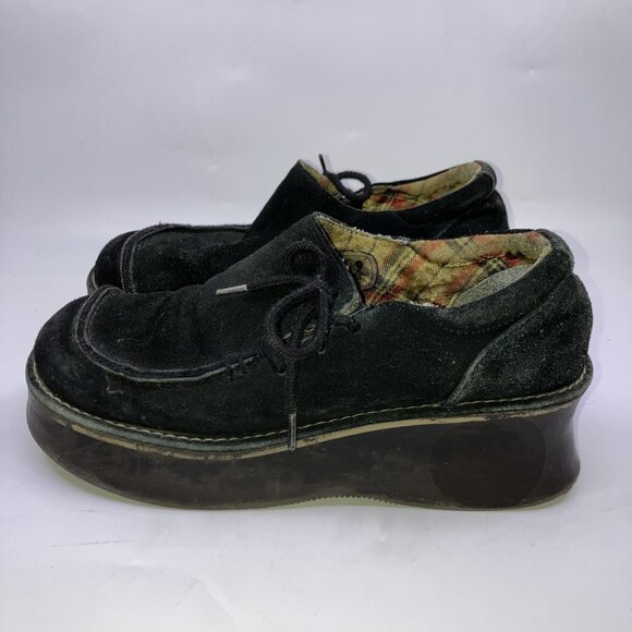 Y2K BC Footwear Black Suede Platform Shoes Womens 7 Whimsigoth Vintage - Picture 2 of 10